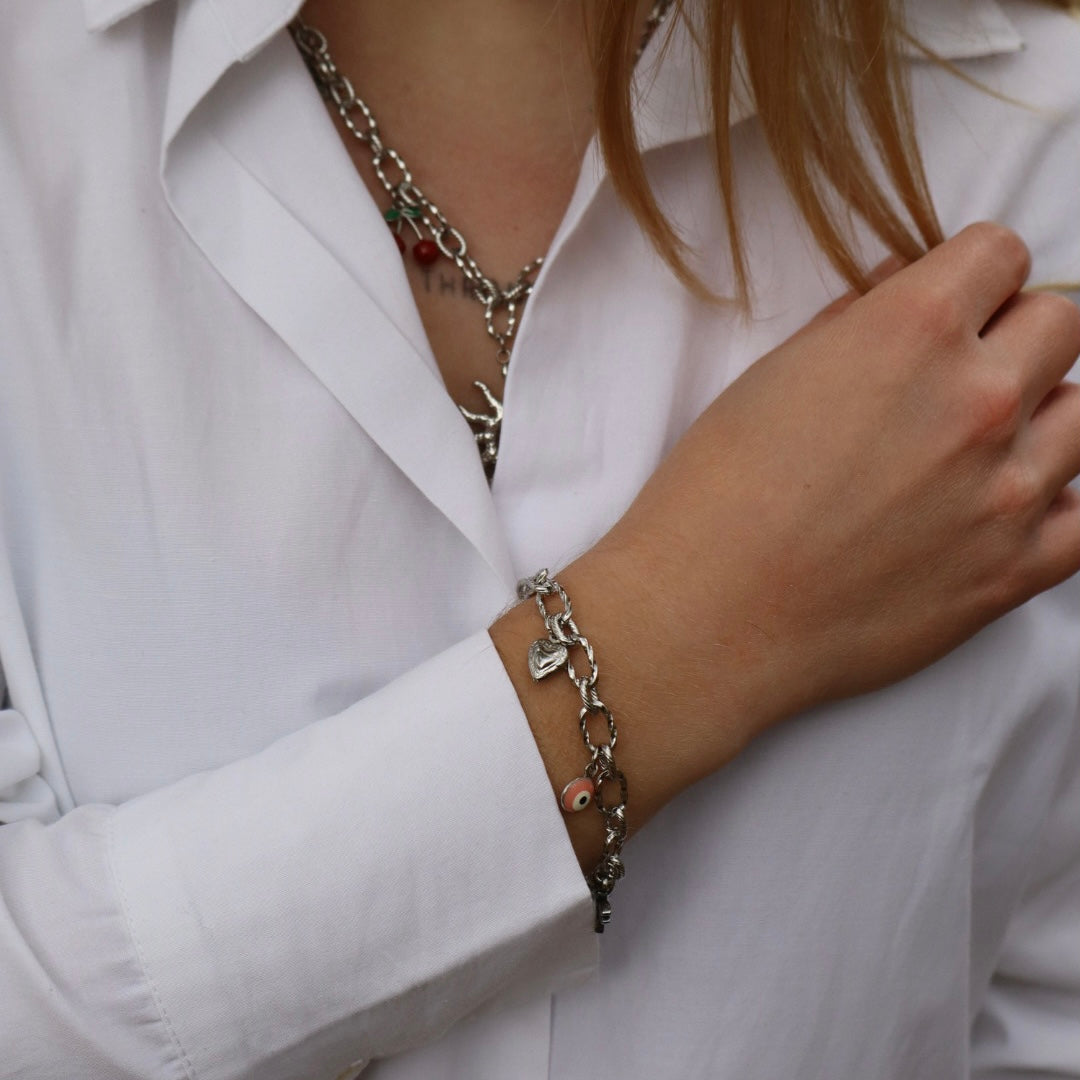 Collier personnalisé à breloques argenté