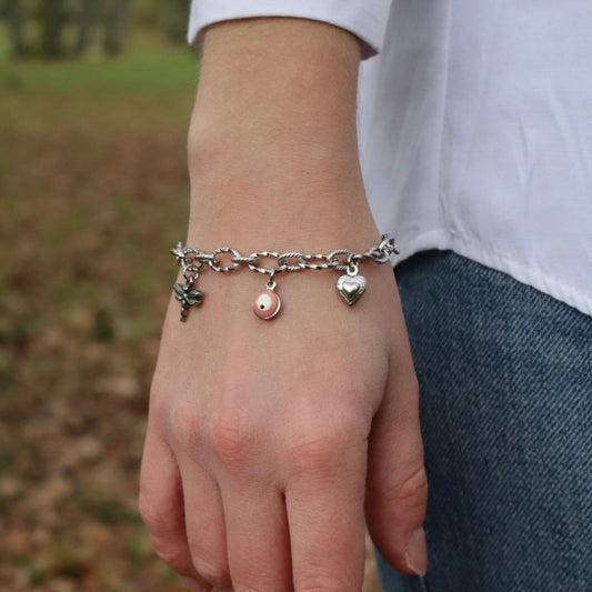 Bracelet personnalisé à breloques argenté