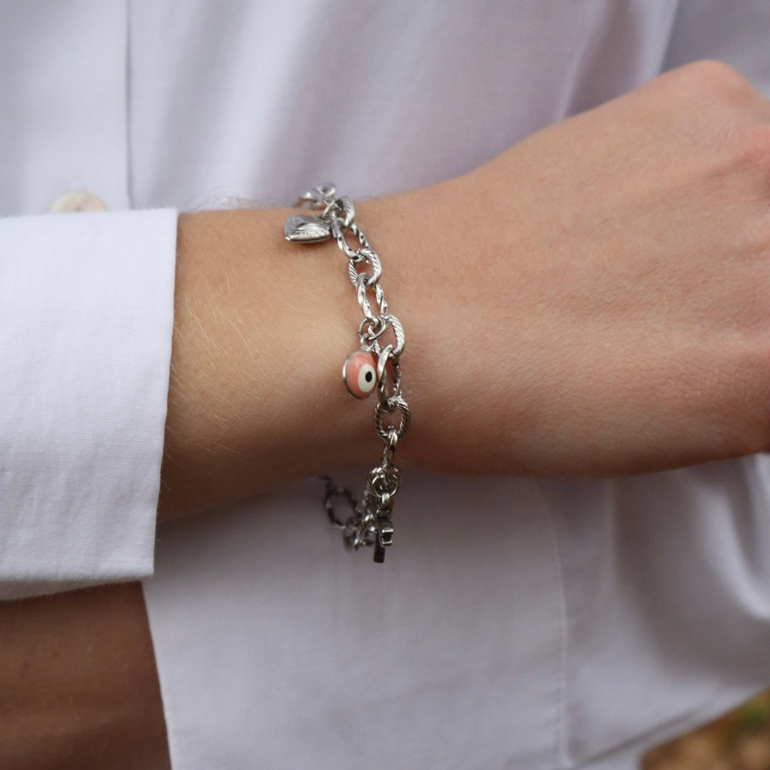 Bracelet personnalisé à breloques argenté