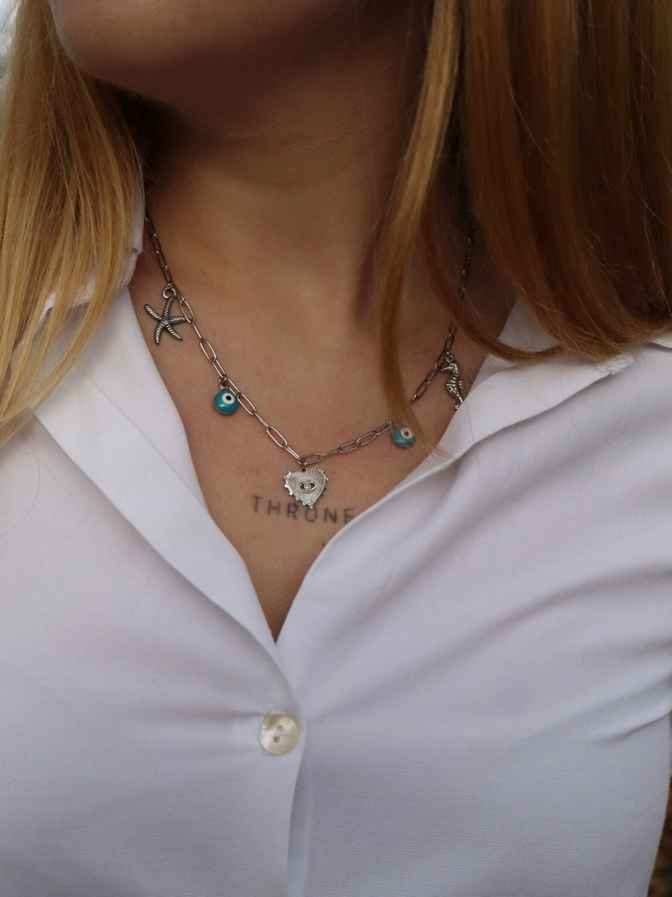 Collier personnalisé à breloques argenté