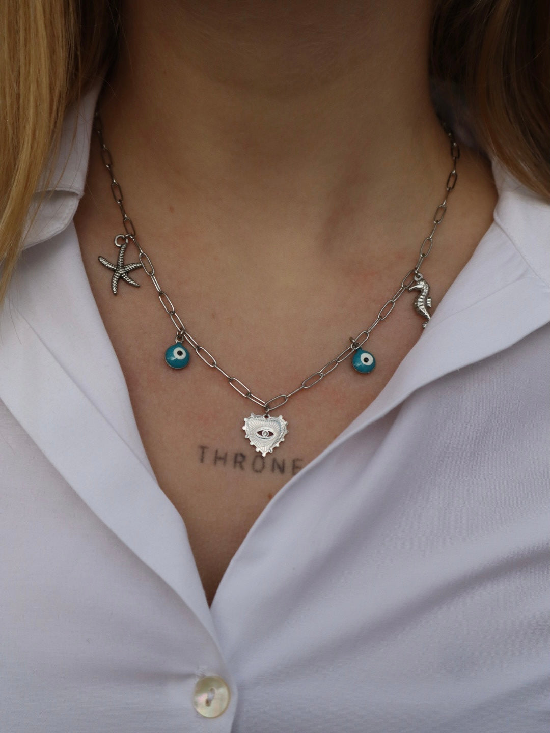 Collier personnalisé à breloques argenté